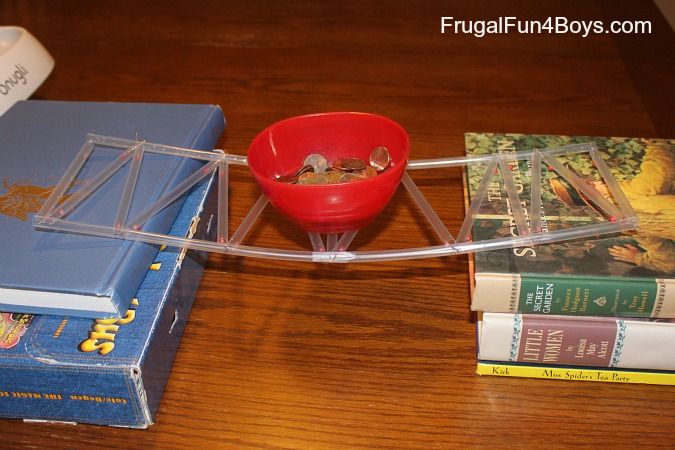 Build a bridge with straws and straight pins