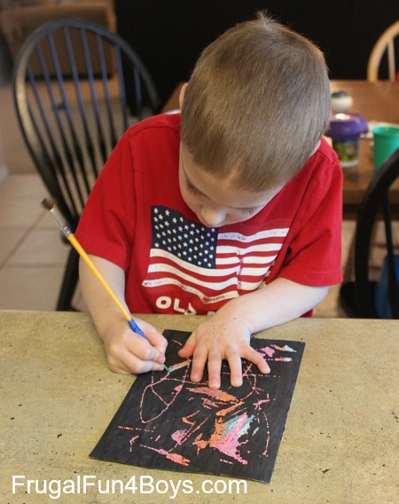 DIY Scratch Art with Crayon and Tempera Paint