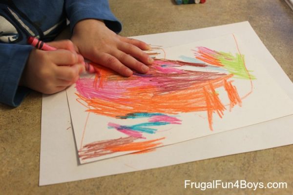 DIY Scratch Art with Crayons and Tempera Paint