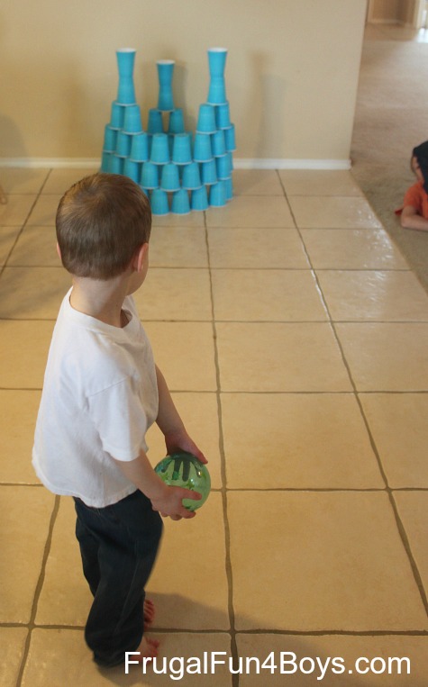 Vertical Bowling (with plastic cups!)