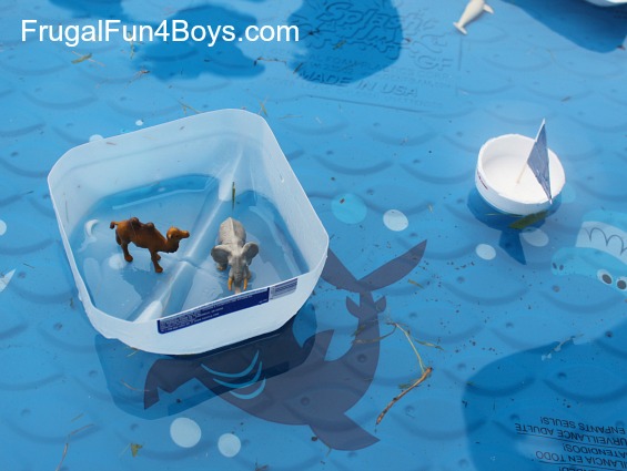 Screen-free play:  Build boats out of recycled materials