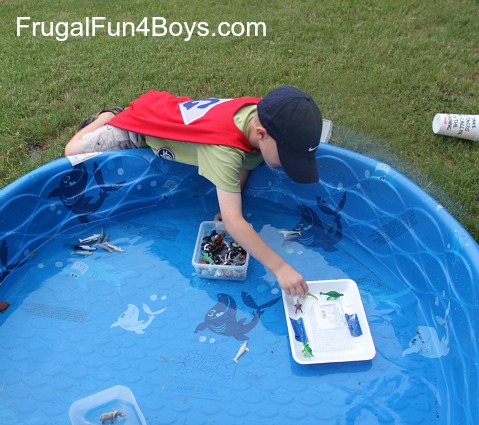 Screen-free play:  Build boats out of recycled materials
