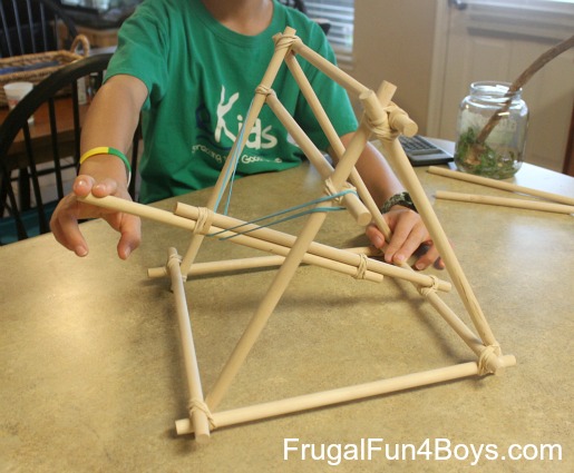 How to build a catapult out of dowel rods and rubber bands