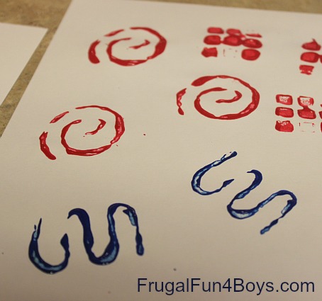 Paint stamping with Wikki Stix