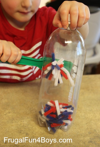 Pipe cleaner and magnet discovery bottle