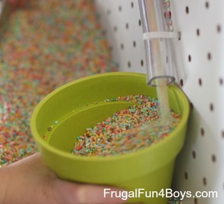 Sensory Play with a Funnels and Tubes Pegboard