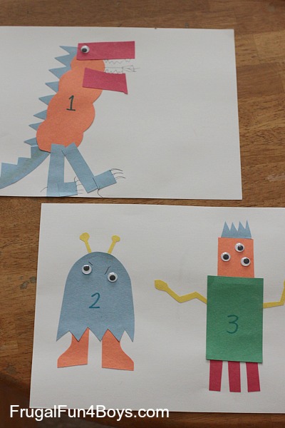 Construction Paper Number Monsters