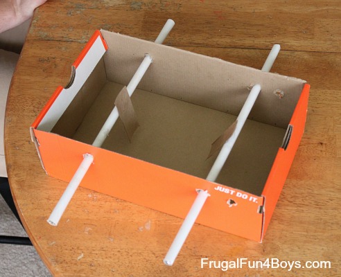 Build a shoebox foosball game
