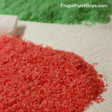 How to make candy cane scented rice for play