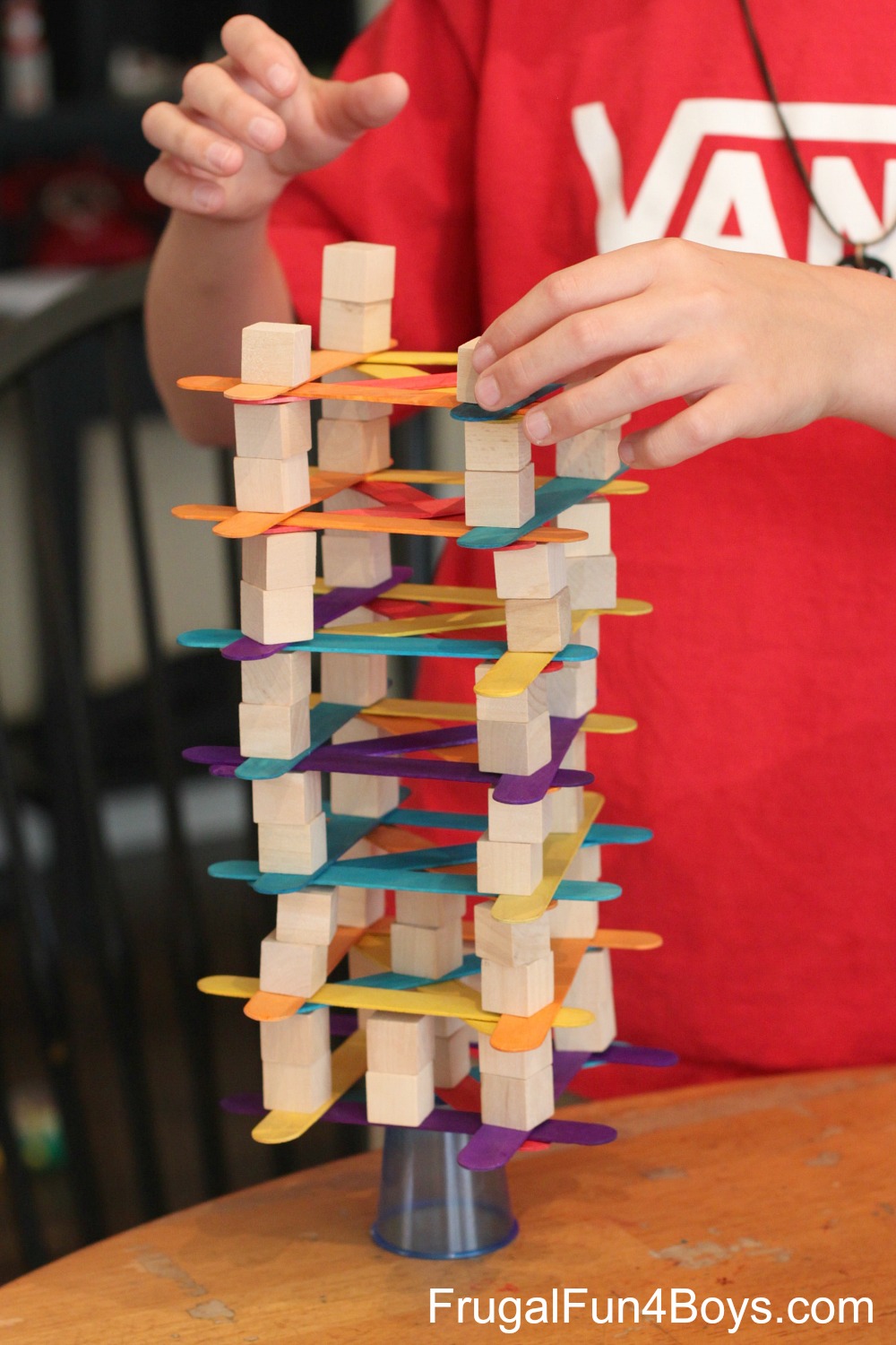 4 Engineering Challenges for Kids with Cups, Craft Sticks, and Cubes