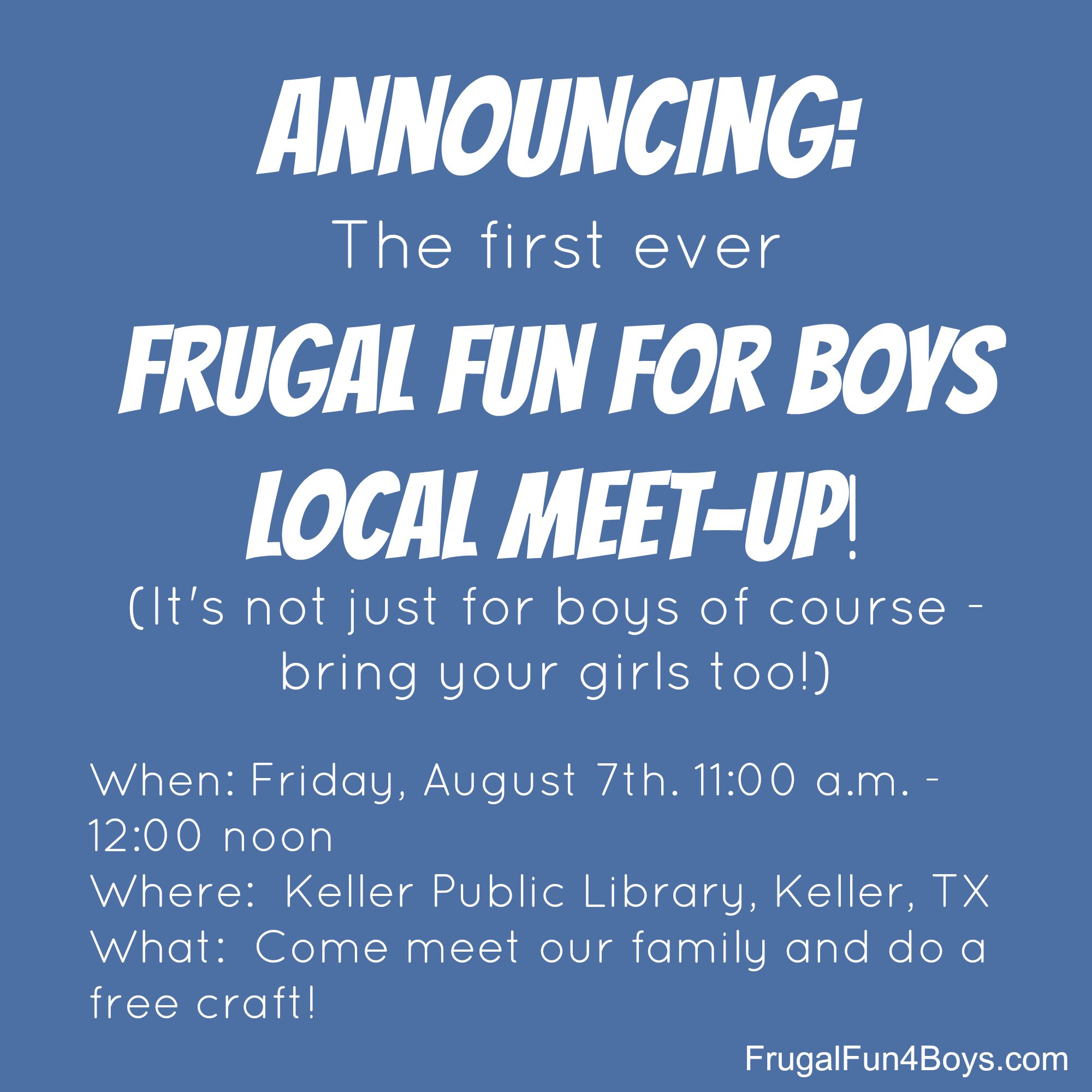 Frugal Fun for Boys - Local Meet-up