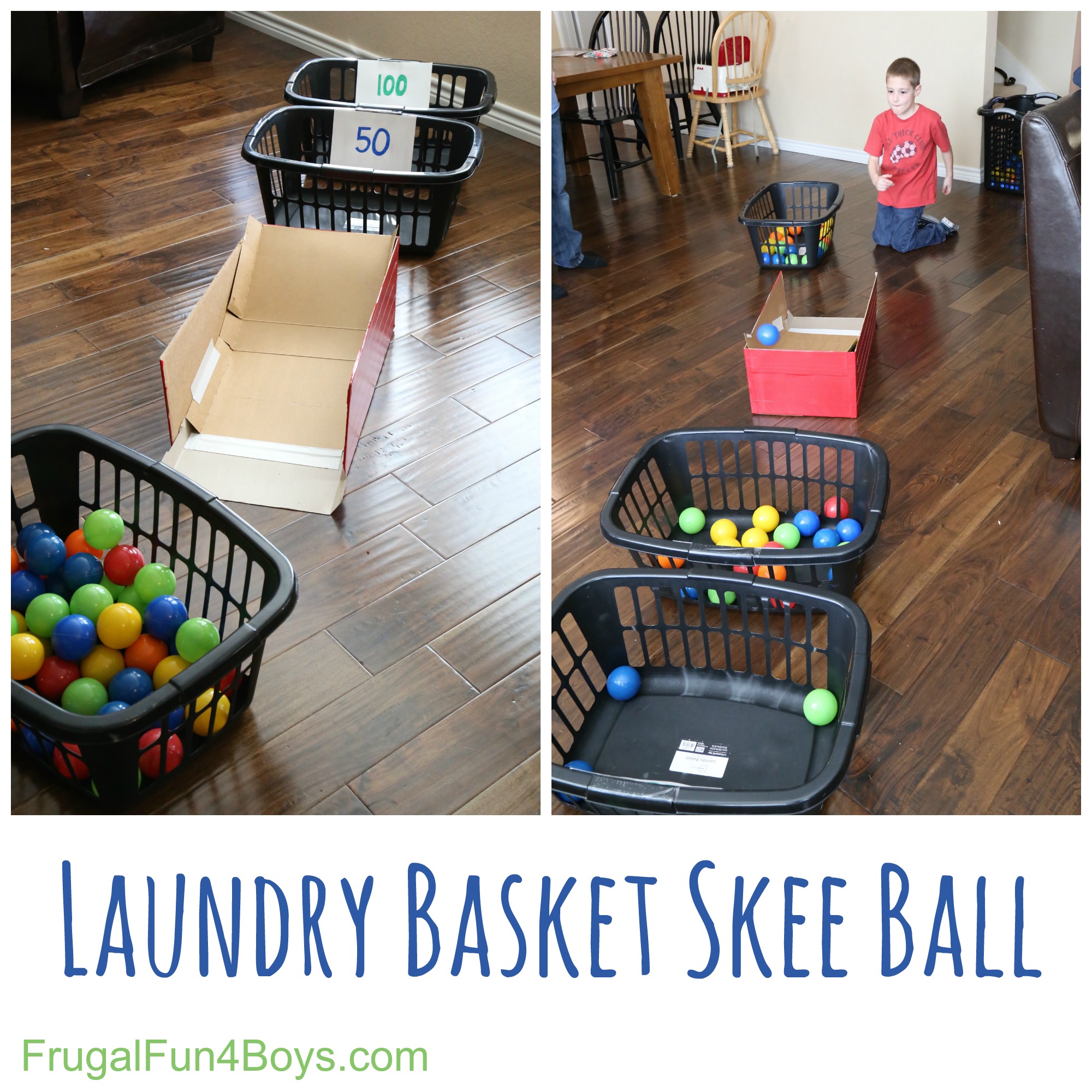 Laundry Basket Skee Ball - An indoor active game!