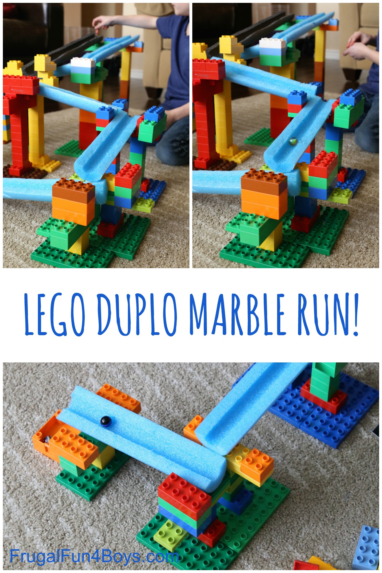 STEM Building Challenge for Kids: Engineer a LEGO and Pool Noodle Marble Run!