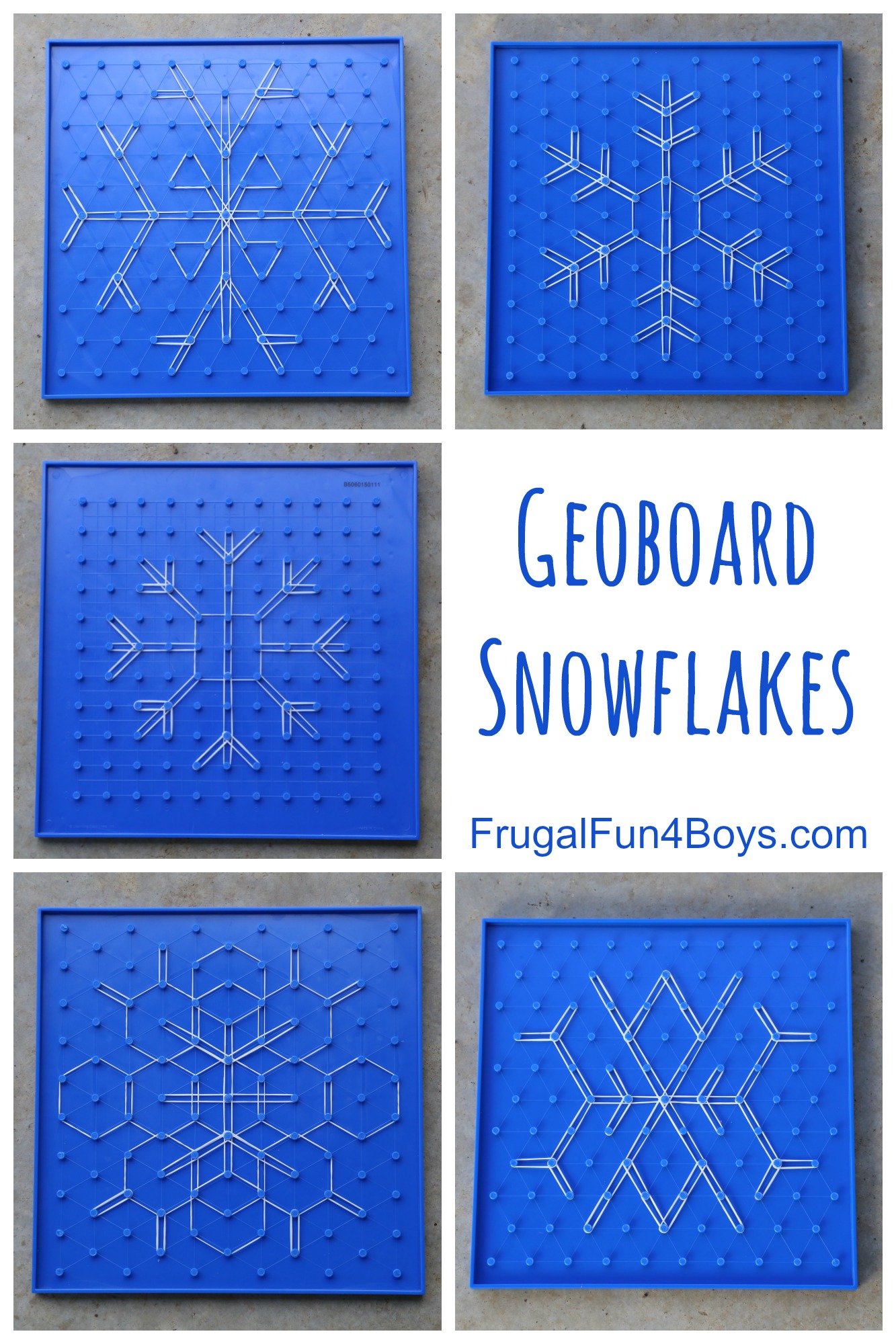 Geoboard Snowflakes - Math and Art Activity for Kids