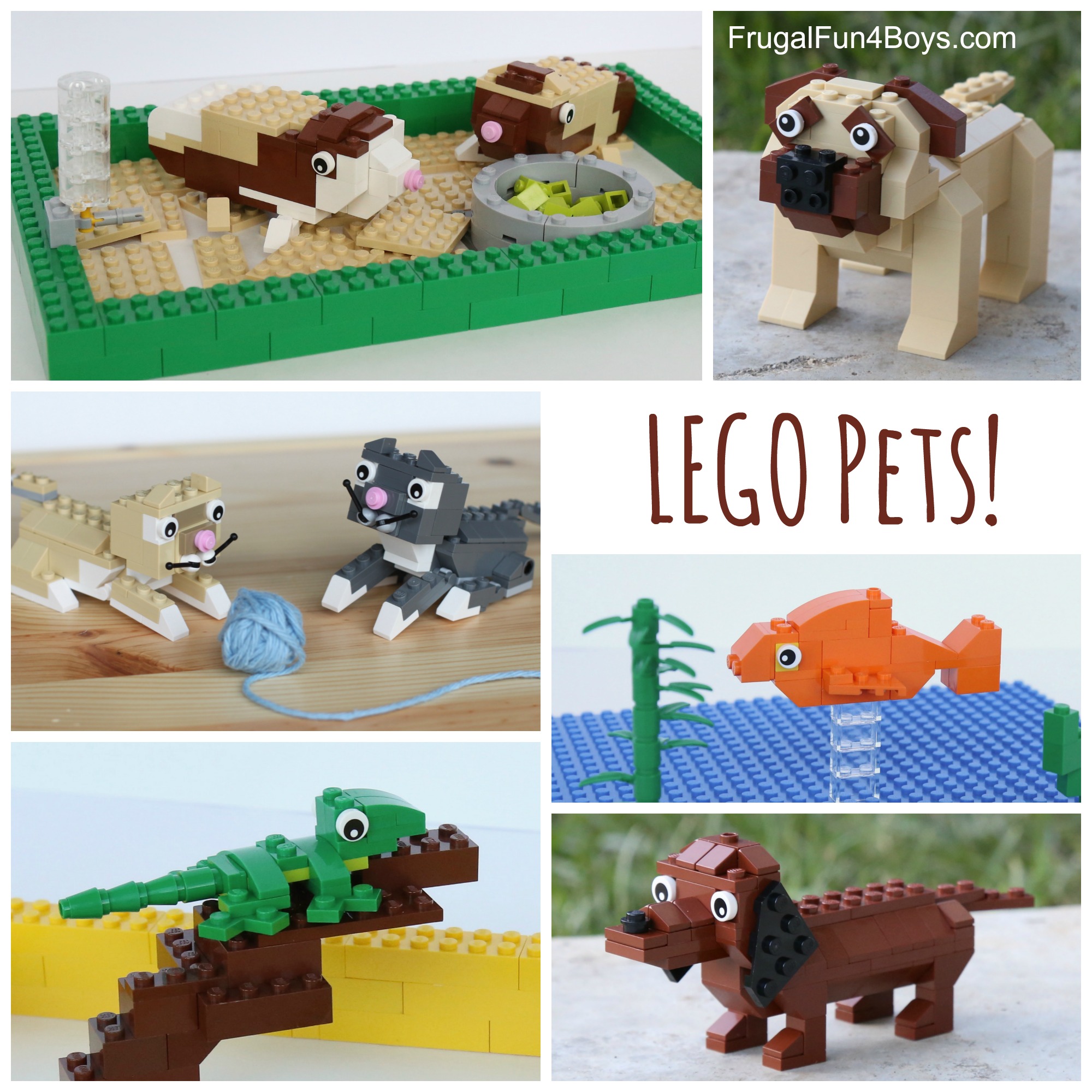 LEGO Pets Building Instructions! Build dogs, cats, guinea pigs, and more!