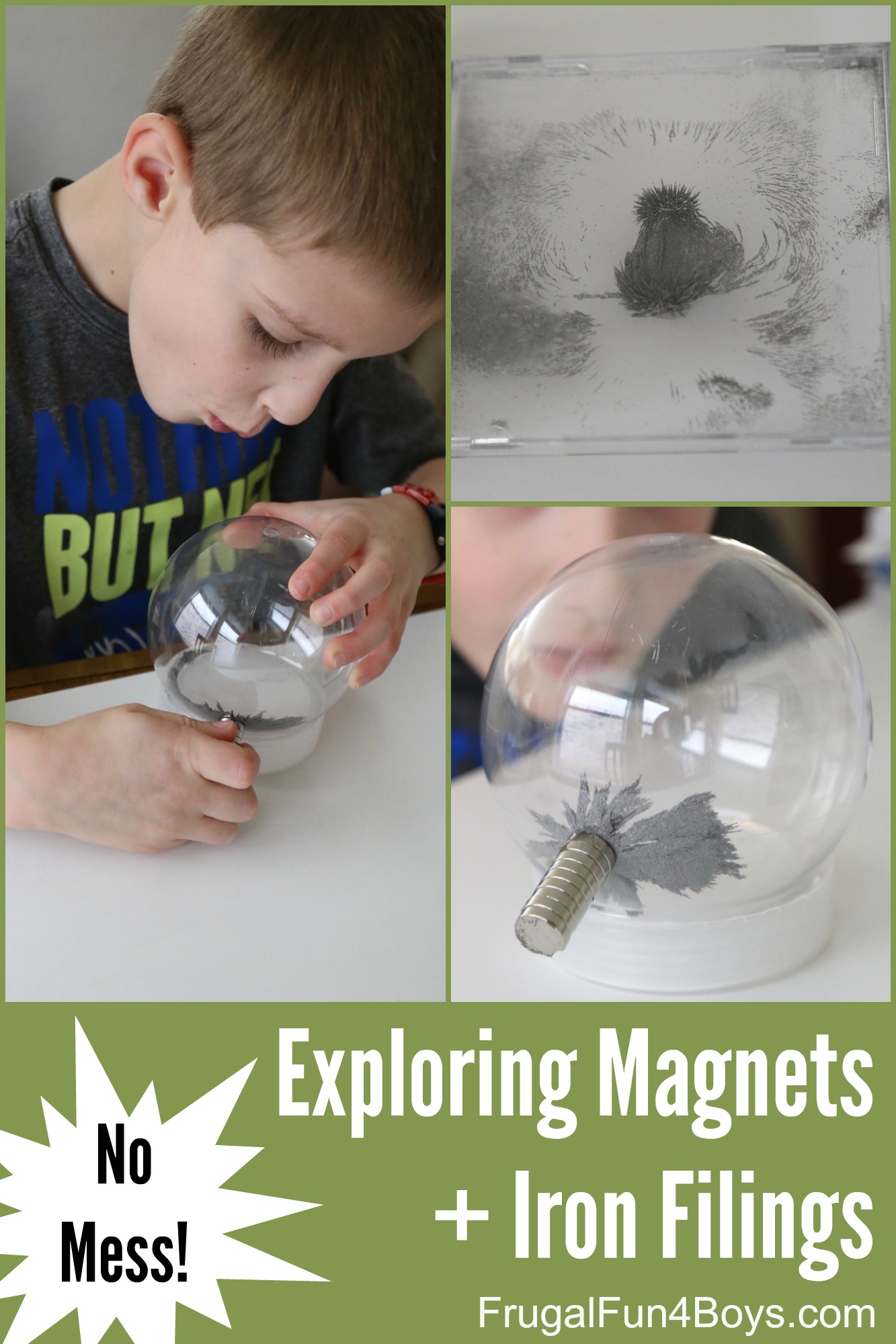 No Mess Science Explorations with Magnets and Iron Filings