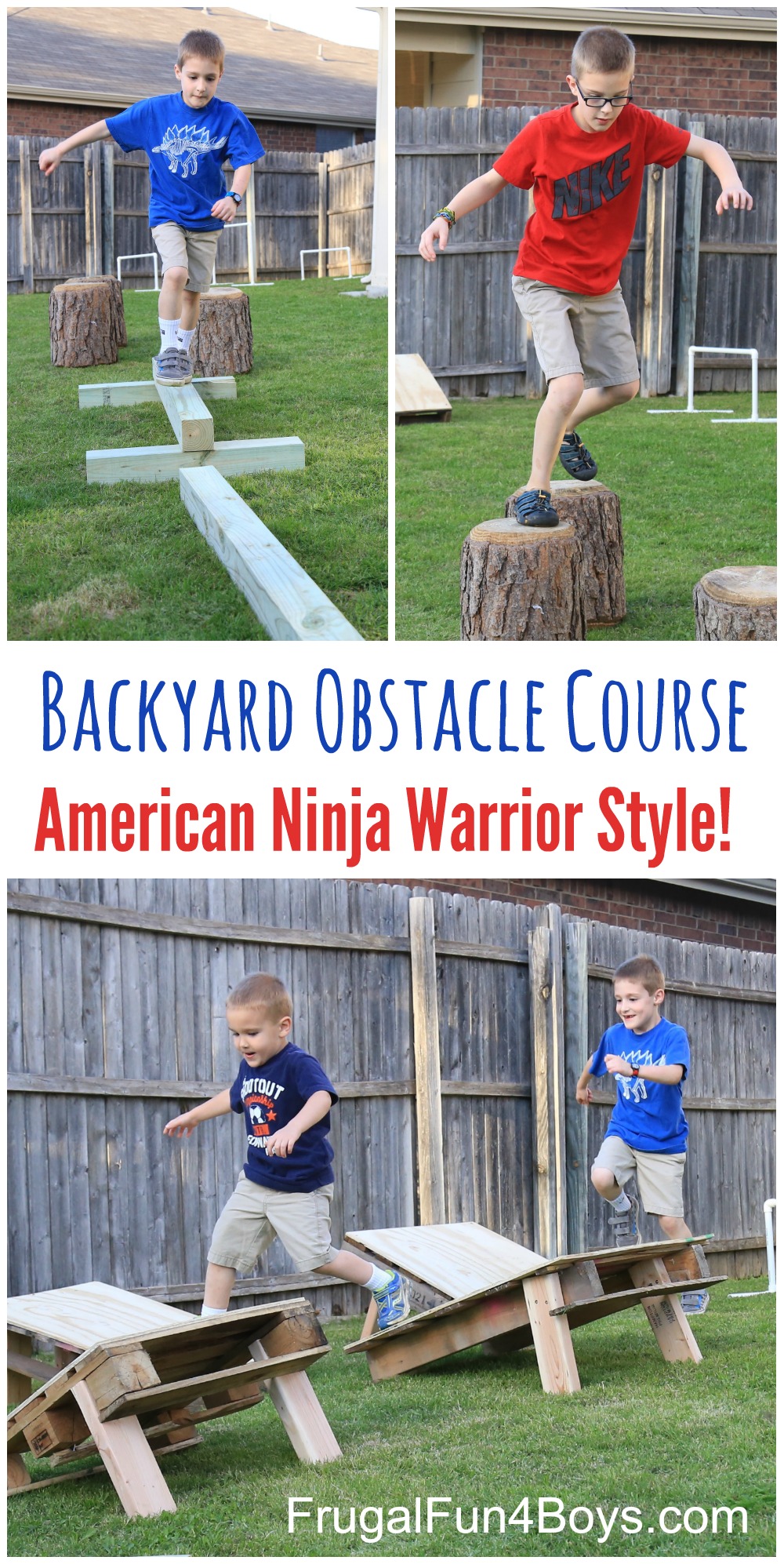 American Ninja Warrior Back Yard Obstacle Course for Kids! Build and re-build different ways, and then it packs up for storage.