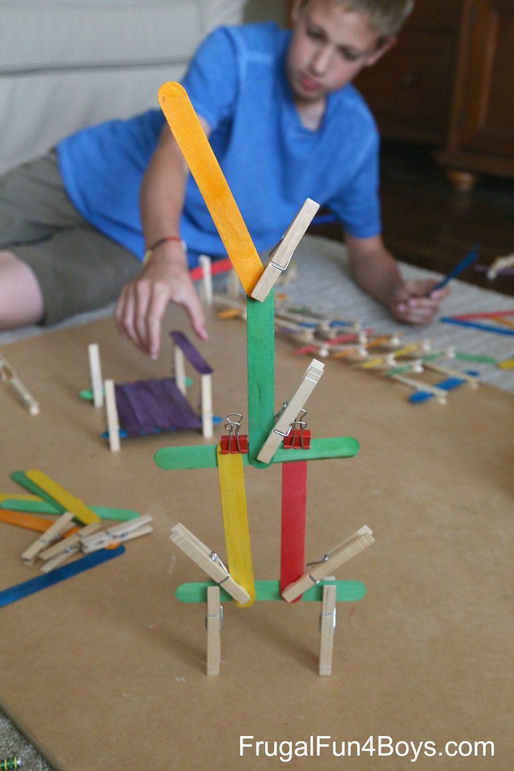 Five Engineering Challenges with Clothespins, Craft Sticks, and Binder Clips
