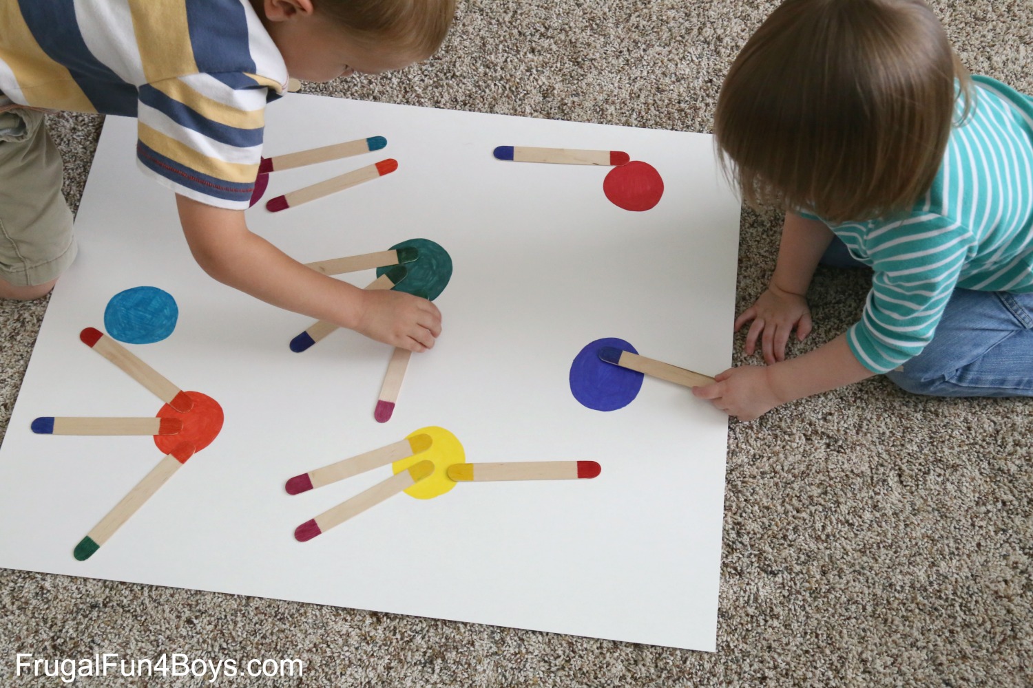 Craft Stick Color Dominos Preschool Activity