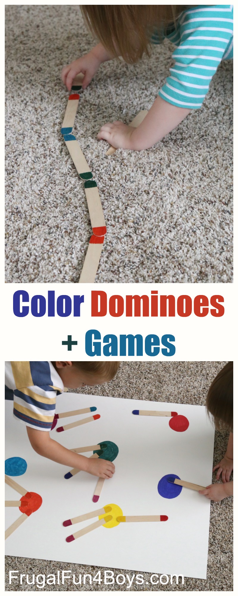 Craft Stick Color Dominos Preschool Games