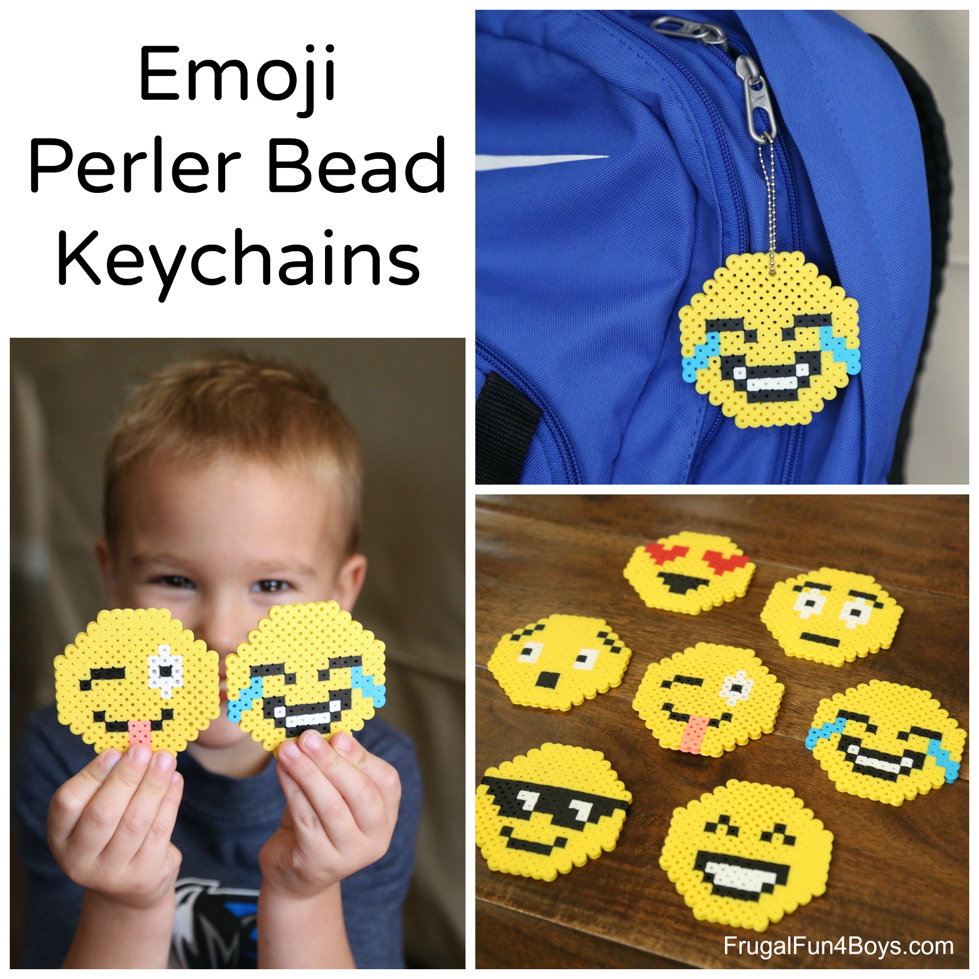 Emoji Perler Bead Keychain Designs