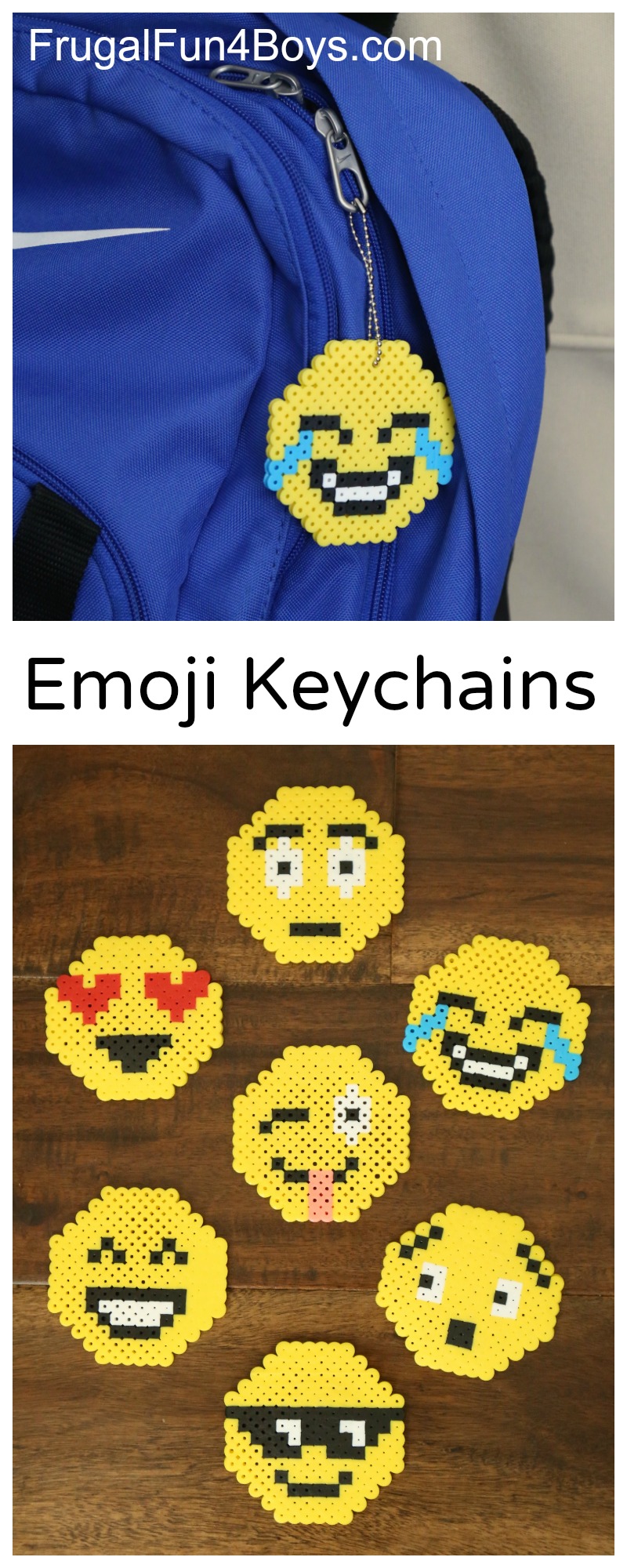 Emoji Perler Bead Keychains - Fun Craft for Kids!
