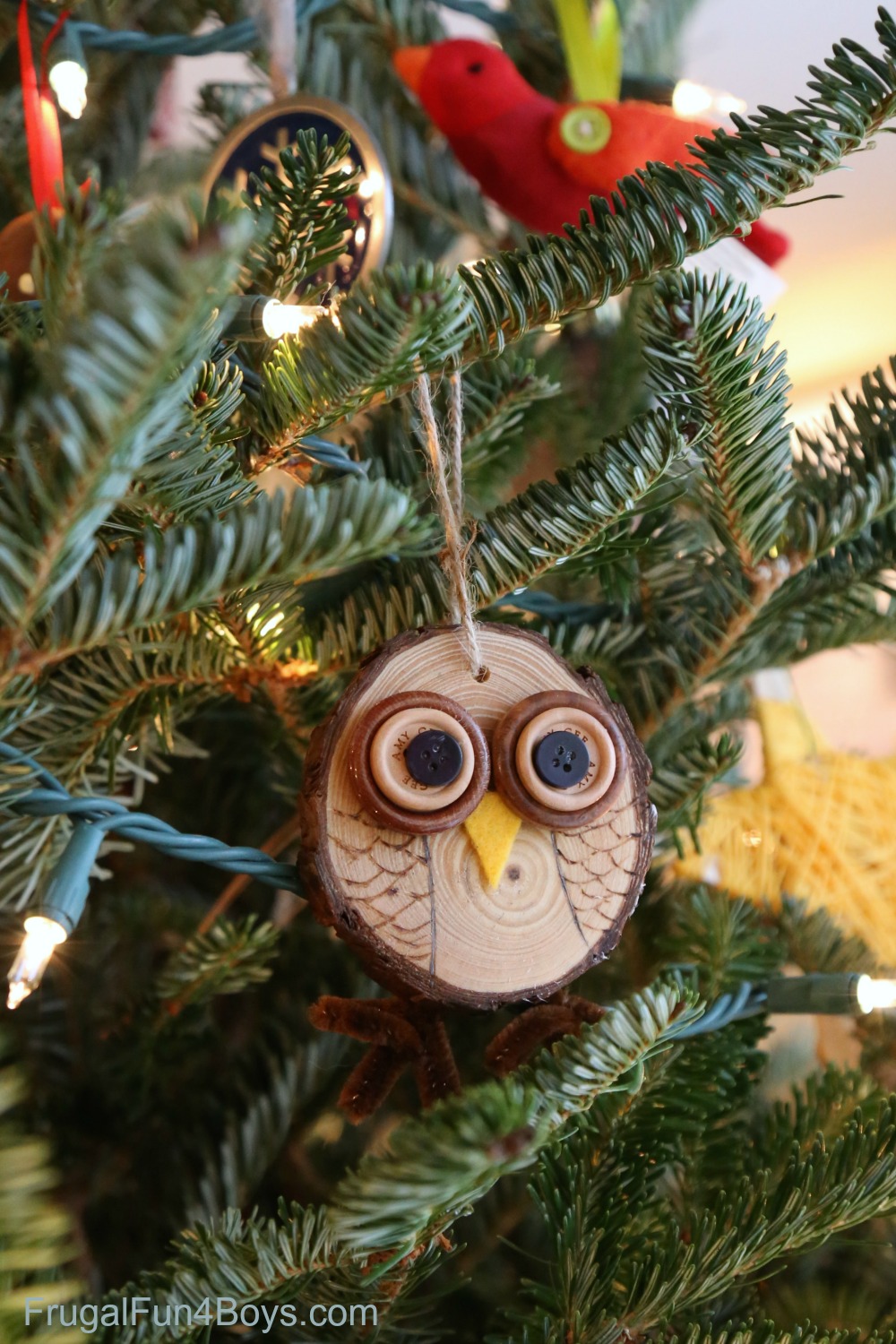 Wood Slice Owl Ornaments