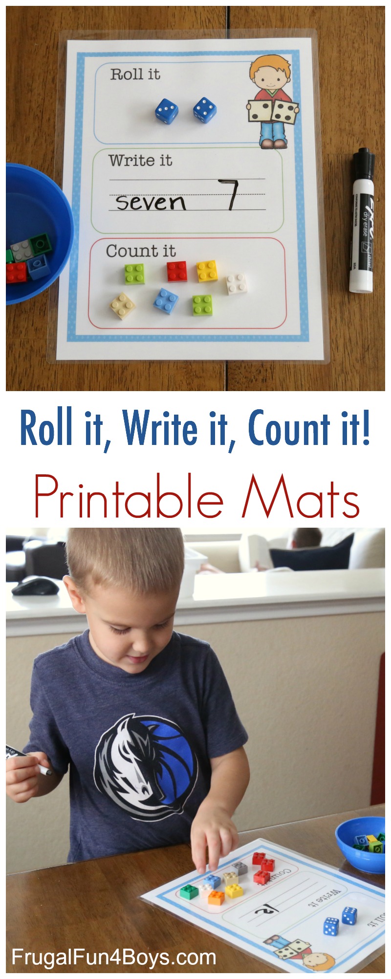 Printable Roll it, Write it, Count it Mats