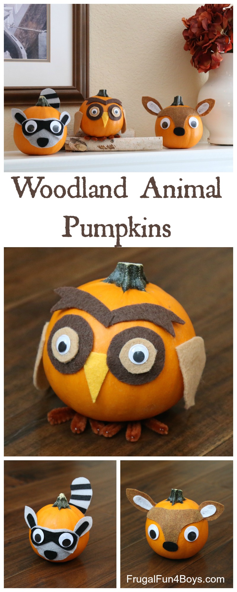 Woodland Animal Decorated Pumpkins