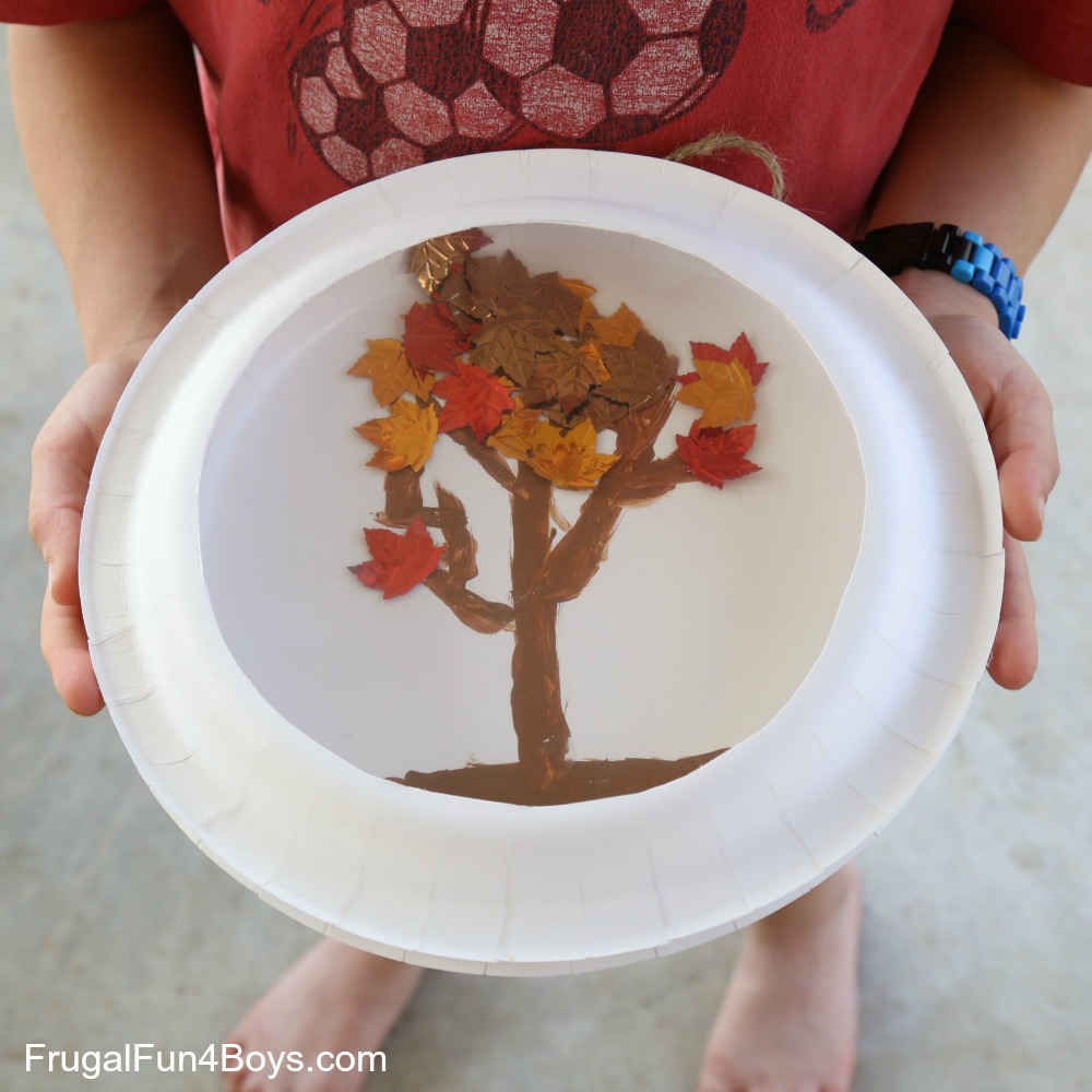 Paper Plate Fall Tree "Snow" Globes