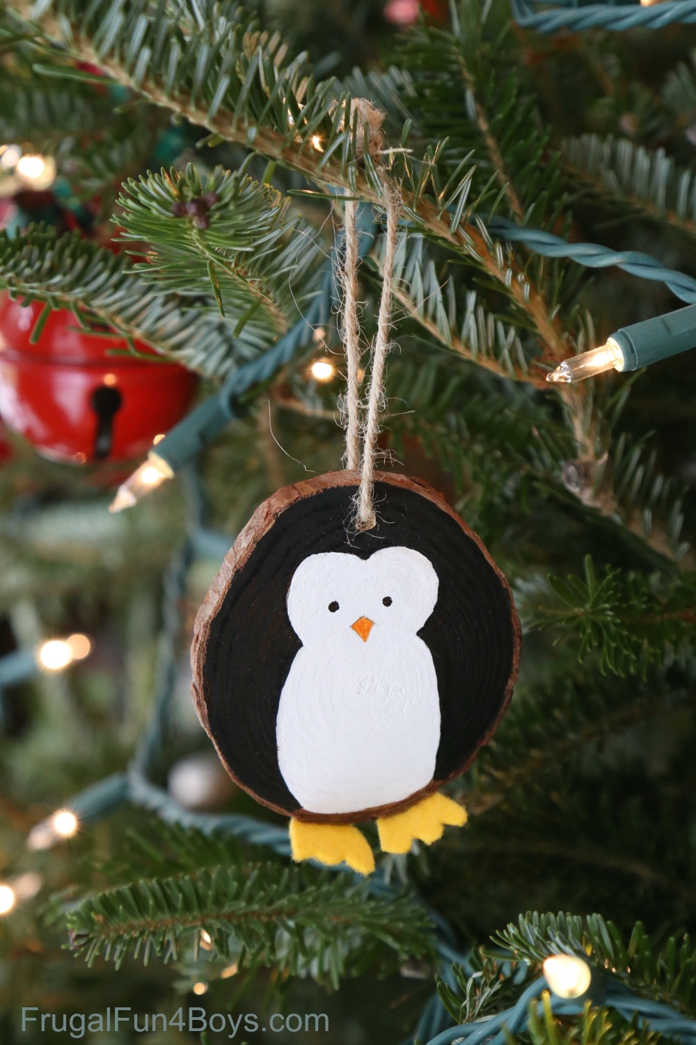 Wood Slice Penguin Christmas Ornaments