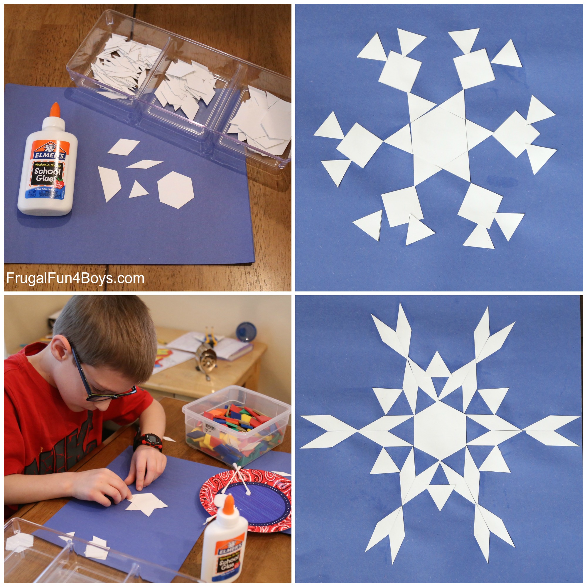 Math Art for Kids: Pattern Block Snowflakes