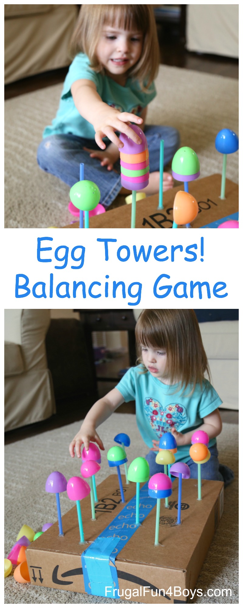 Egg Towers! Fine Motor Balancing Game