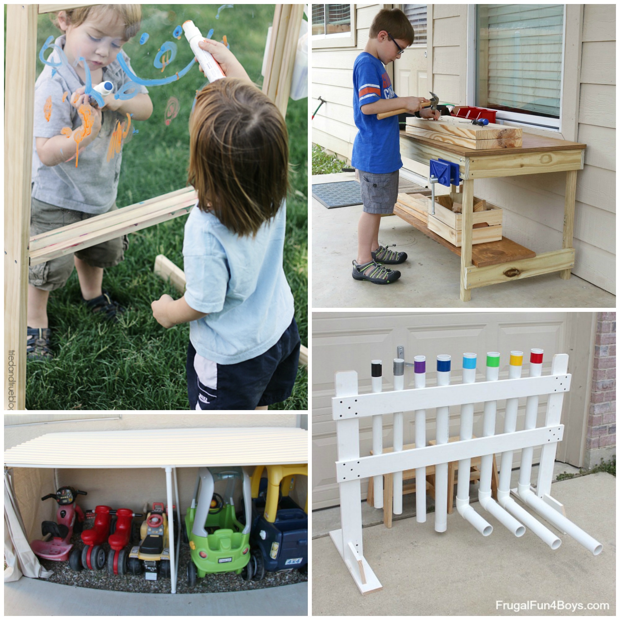 25 Awesome Backyard Play Spaces!  Build climbing structures, toys, sand boxes, and more!