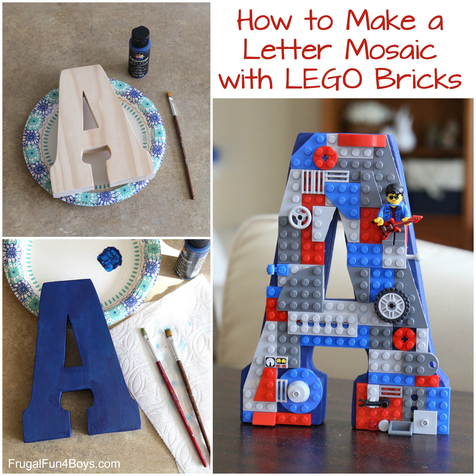 How to Make a Letter Mosaic with LEGO Bricks - Frugal Fun For Boys and