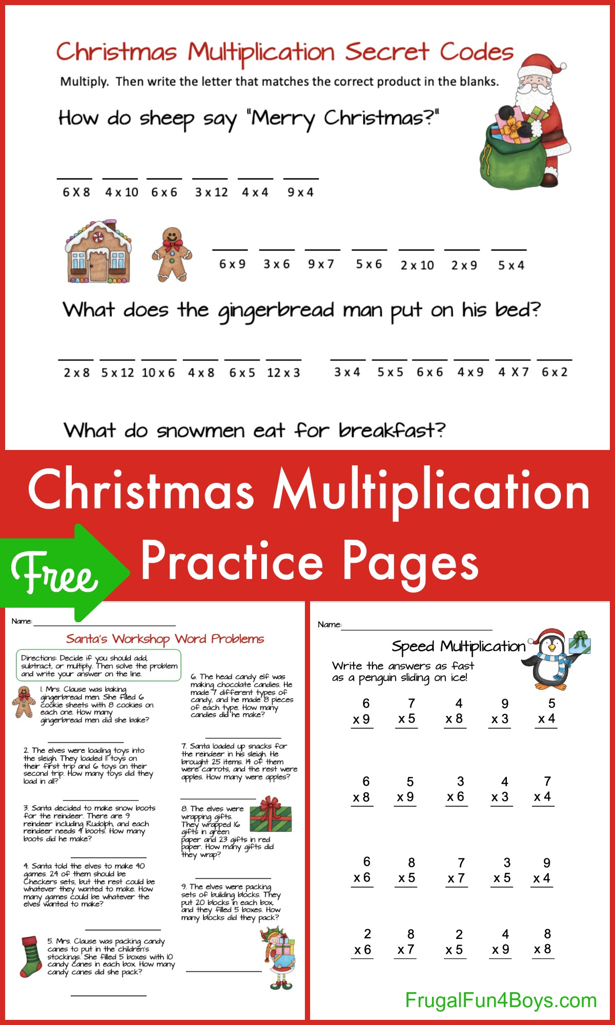 Make Math FUN With Christmas Multiplication Pages Frugal Fun For Boys And Girls