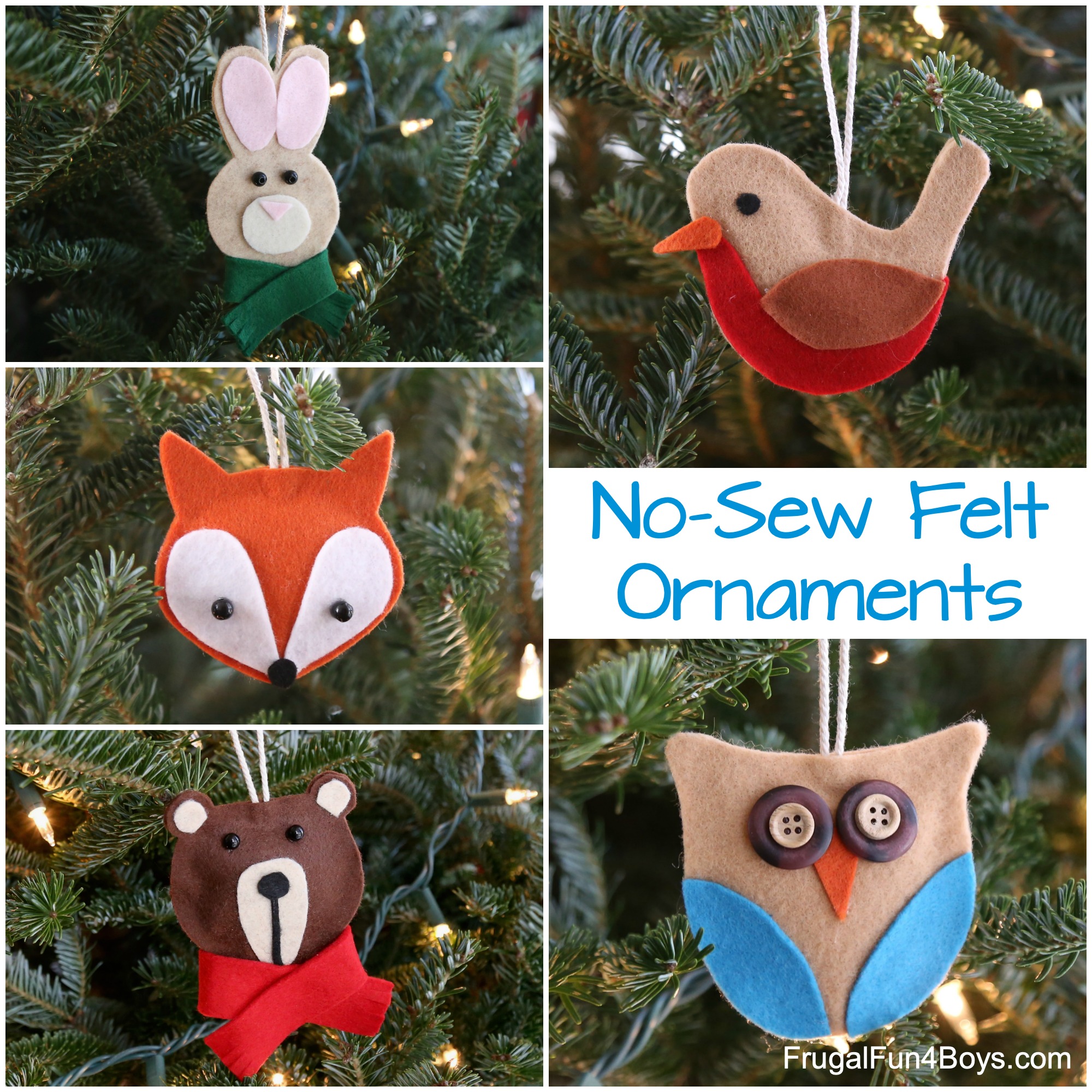 The Cutest Ever No-Sew Felt Woodland Animal Christmas Ornaments - Frugal  Fun For Boys and Girls