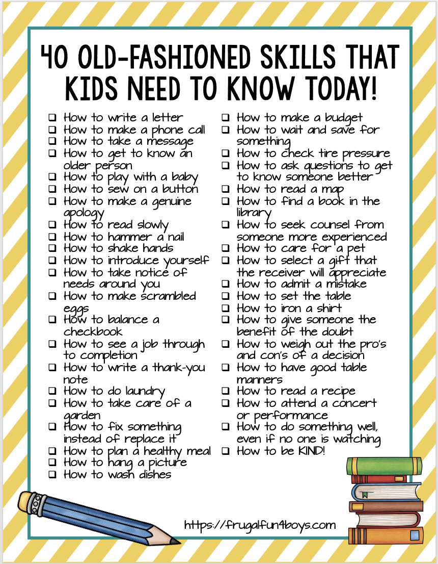 40 OldFashioned Skills that Kids Need to Know TODAY