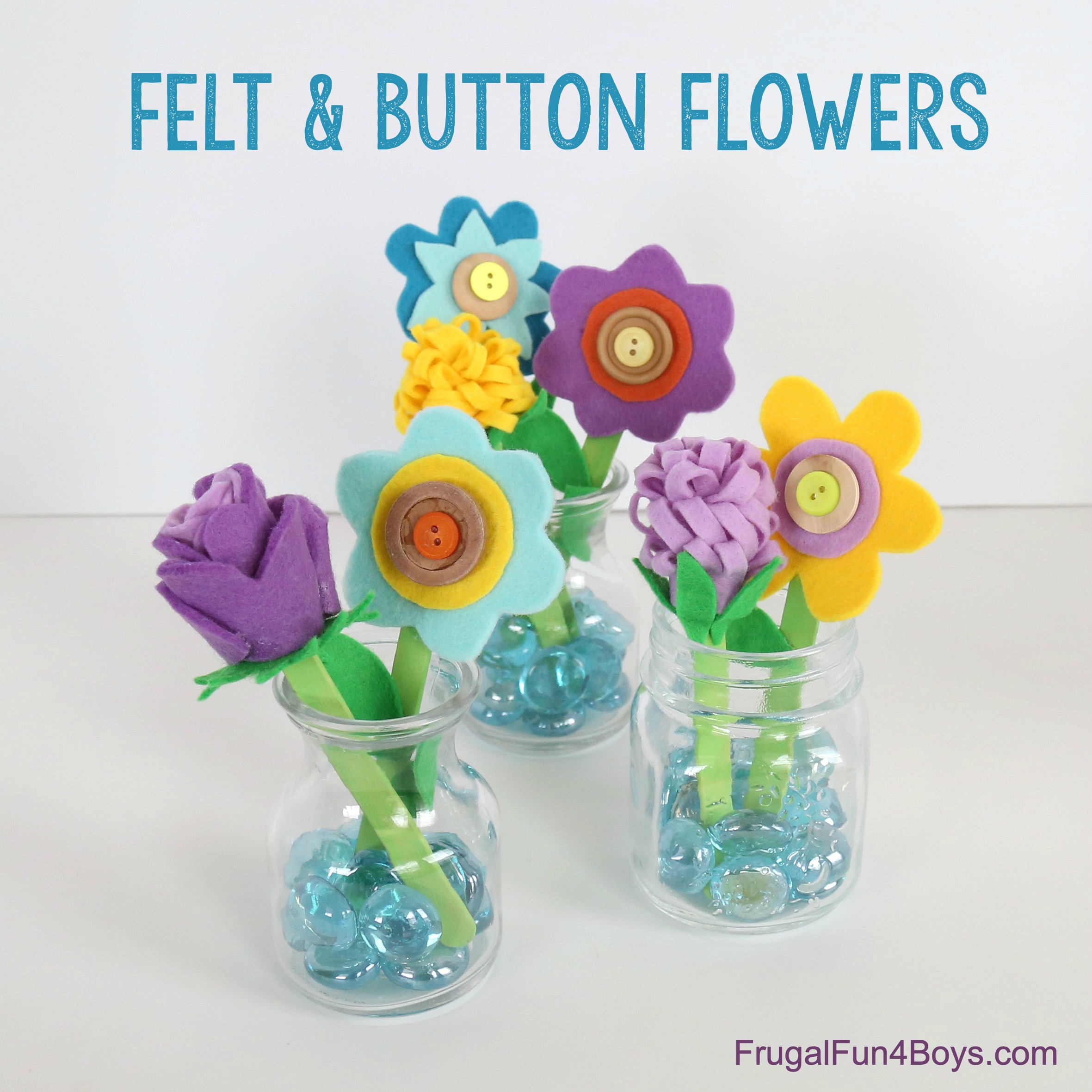 Felt, Popsicle Stick, and Button Flower Craft