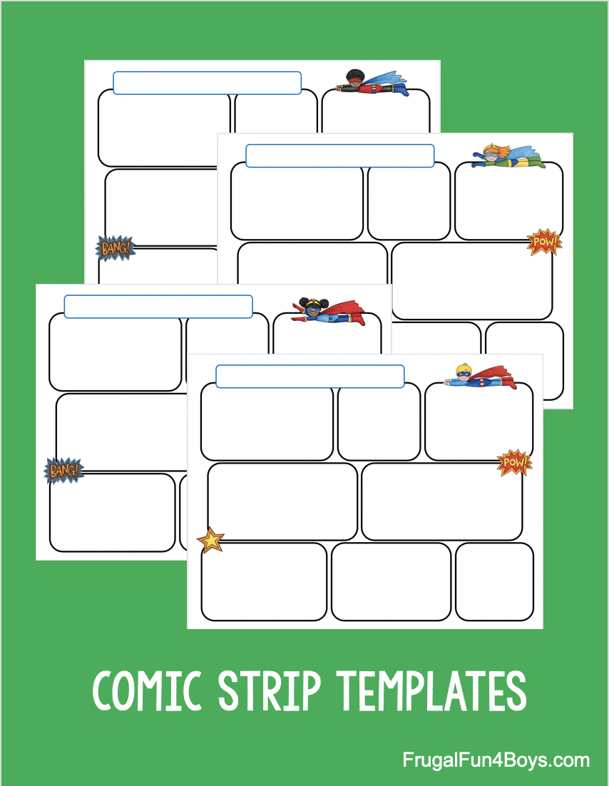 Printable Comic Strip Templates with Story Starters - Frugal Fun Within Printable Blank Comic Strip Template For Kids