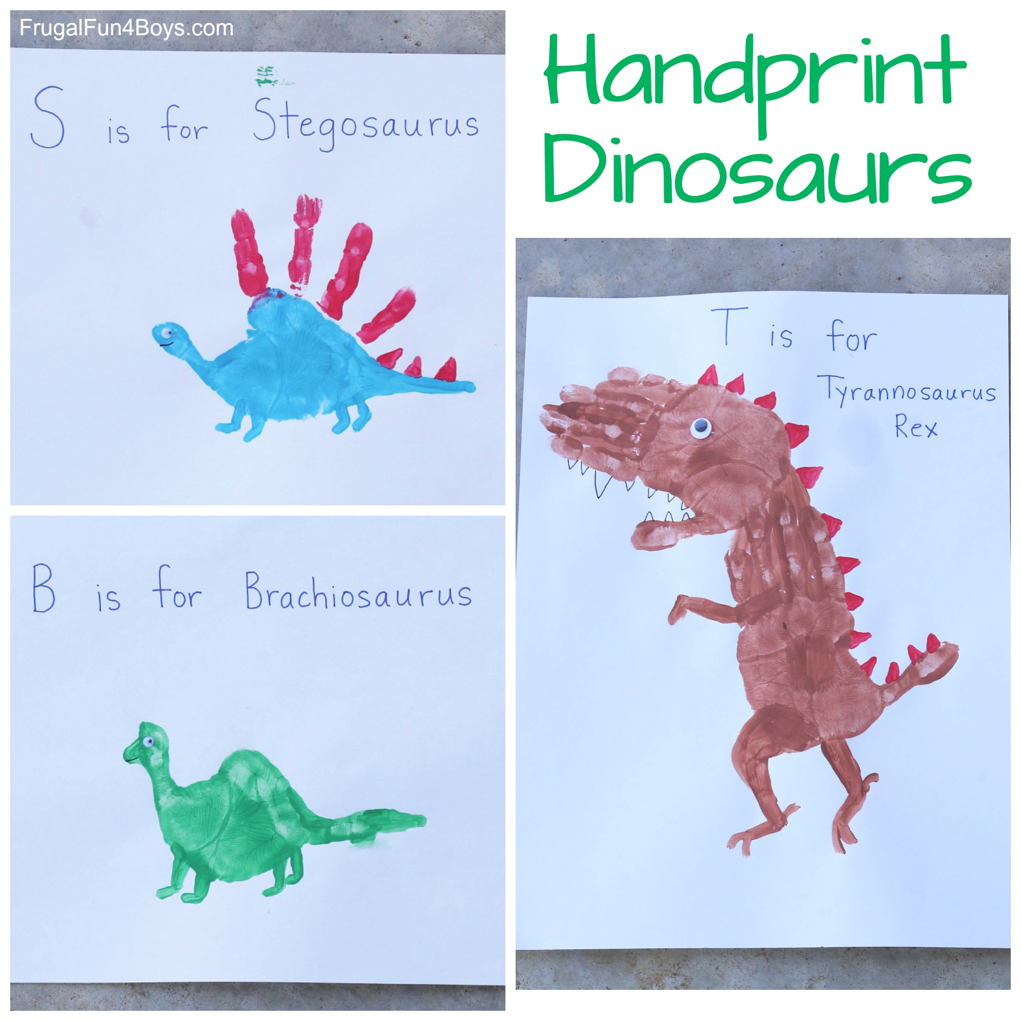 Craft for Kids Handprint Dinosaurs Frugal Fun For Boys and Girls