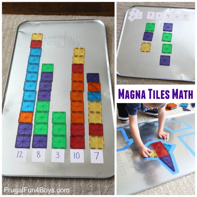 Tile And Count Math Four Math Games with Magna Tiles - Frugal Fun For Boys and Girls