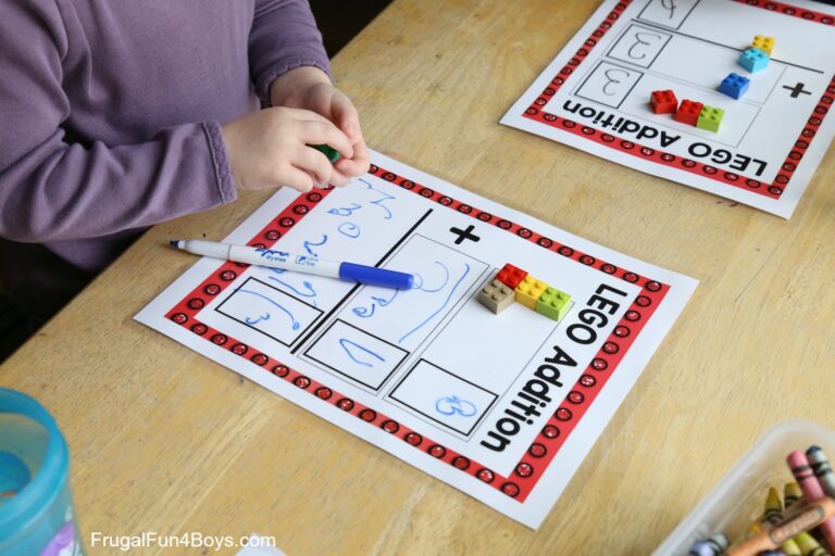 LEGO Addition Mats Printable Math Activity - Frugal Fun For Boys and Girls