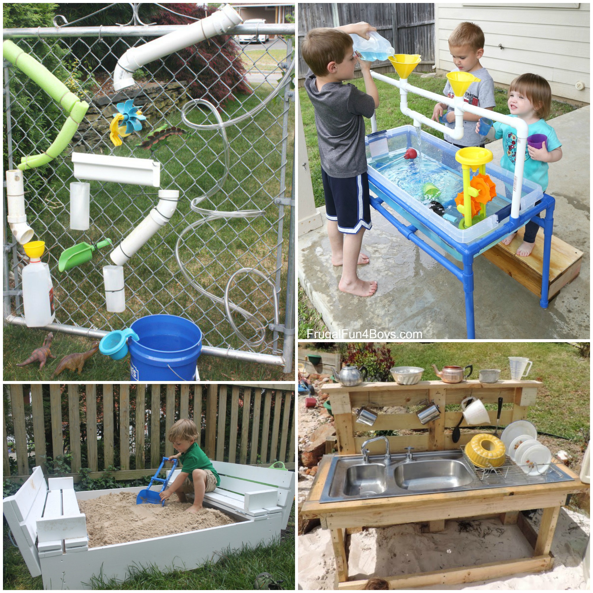 DIY Backyard Playgrounds - sandbox and mud kitchen