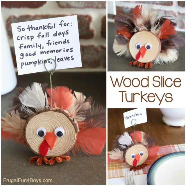 Wood Slice Turkeys Thanksgiving Craft