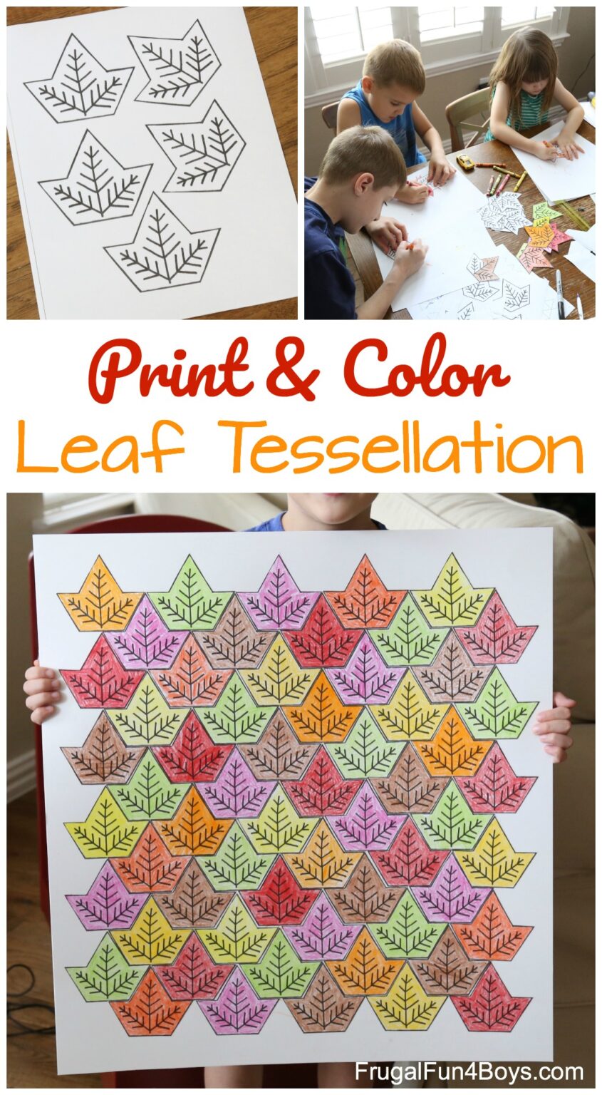 Leaf Tessellation Collaborative STEM Art Project - Frugal Fun For Boys ...