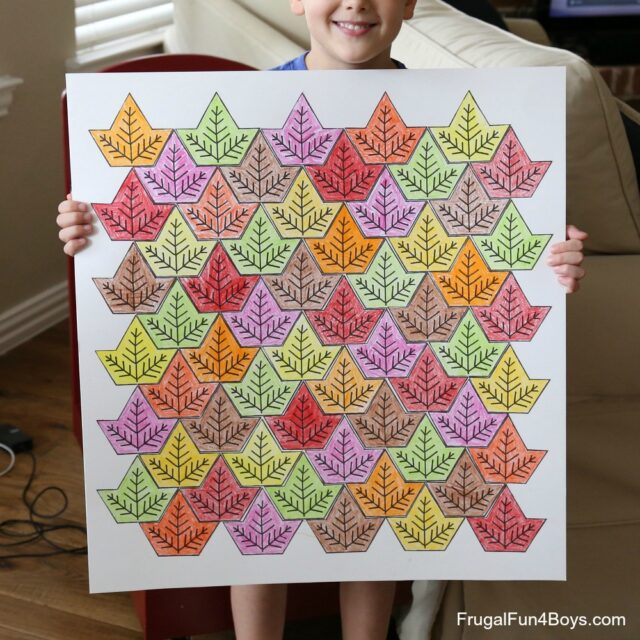 Leaf Tessellation Collaborative STEM Art Project - Frugal Fun For Boys ...