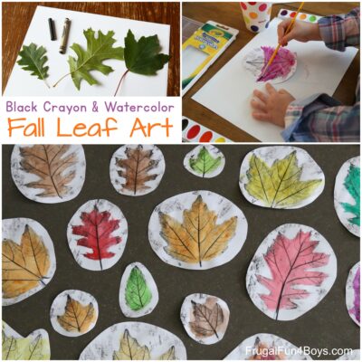 Gorgeous Black Crayon and Watercolor Fall Leaf Art