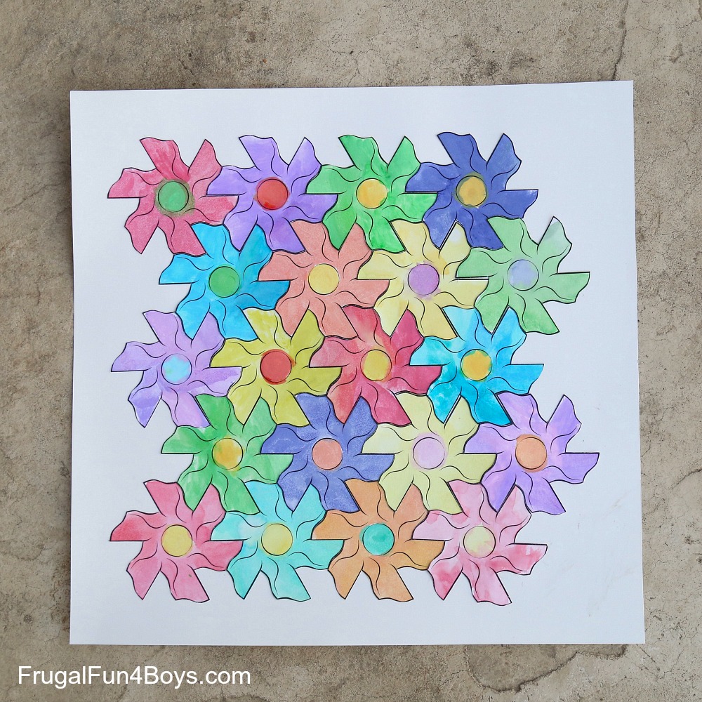 Flower Tessellation Activity for Kids (with a Printable Template