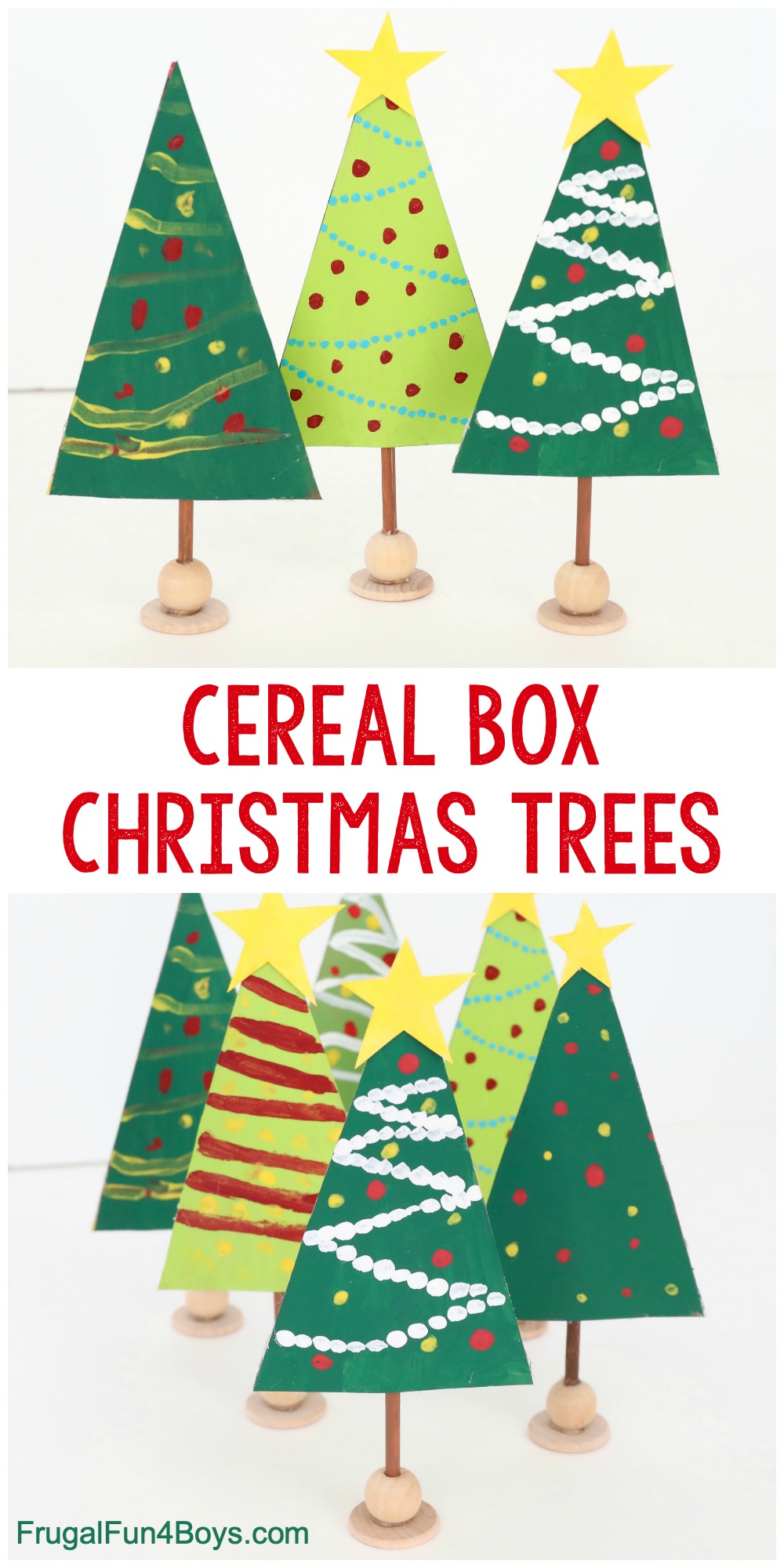 Cereal Box Trees Christmas Craft for Kids